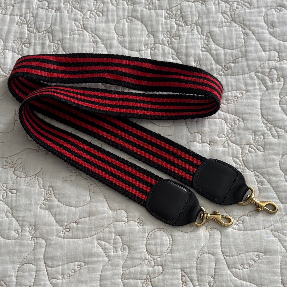 Clare V Cotton Woven Bag Strap, Red/Black
